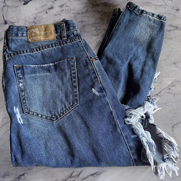 One Teaspoon KINGPINS CROPPED BOYFRIEND JEANS Size 24 - Picture 7 of 9
